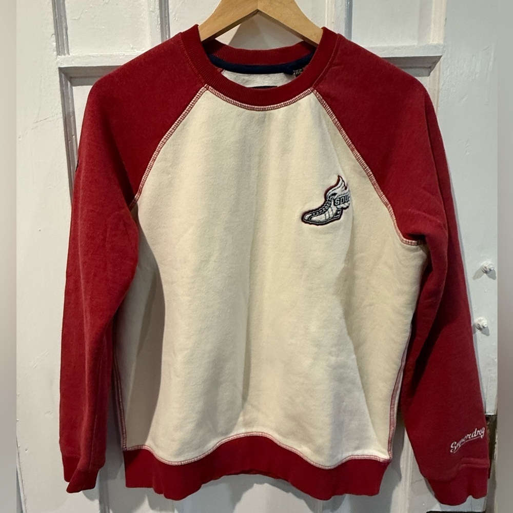 Superdry Red and White Sweatshirt with Logo - Picture 1 of 5